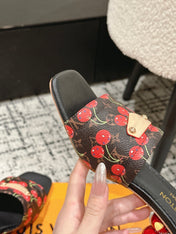 LV CHERRY HIGH HEELS 25S 55 MM IN DARK BROWN MIX BLACK CALFSKIN STYLE 12