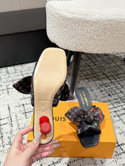 LV CHERRY HIGH HEELS 25S IN BLACK CALFSKIN WITH BOW STYLE 12