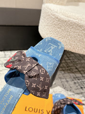 LV CHERRY HIGH HEELS 25S IN BLUE DENIM WITH BOW STYLE 8
