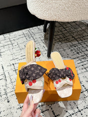 LV CHERRY HIGH HEELS 25S IN NUDE DENIM WITH BOW STYLE 5