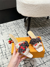 LV CHERRY HIGH HEELS 25S IN NUDE DENIM WITH BOW STYLE 5