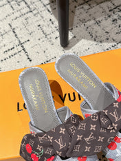 LV CHERRY HIGH HEELS 25S IN GREY DENIM WITH BOW STYLE 1