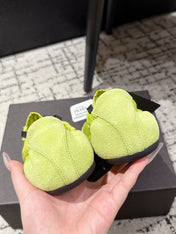 PRADA 25S COLLAPSE SNEAKERS IN LIME GREEN RE NYLON AND SUEDE