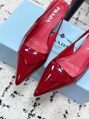 PRADA 26S SLINGBACK PUMPS 60MM IN DARK RED PATENT CALFSKIN