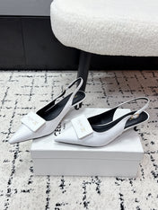 CELINE 26S HIGH-HEEL SLINGBACK 35 MM IN WHITE CALFSKIN