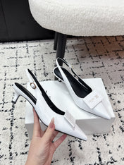 CELINE 26S HIGH-HEEL SLINGBACK 35 MM IN WHITE CALFSKIN