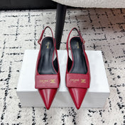 CELINE 26S HIGH-HEEL SLINGBACK 35 MM IN DARK RED CALFSKIN