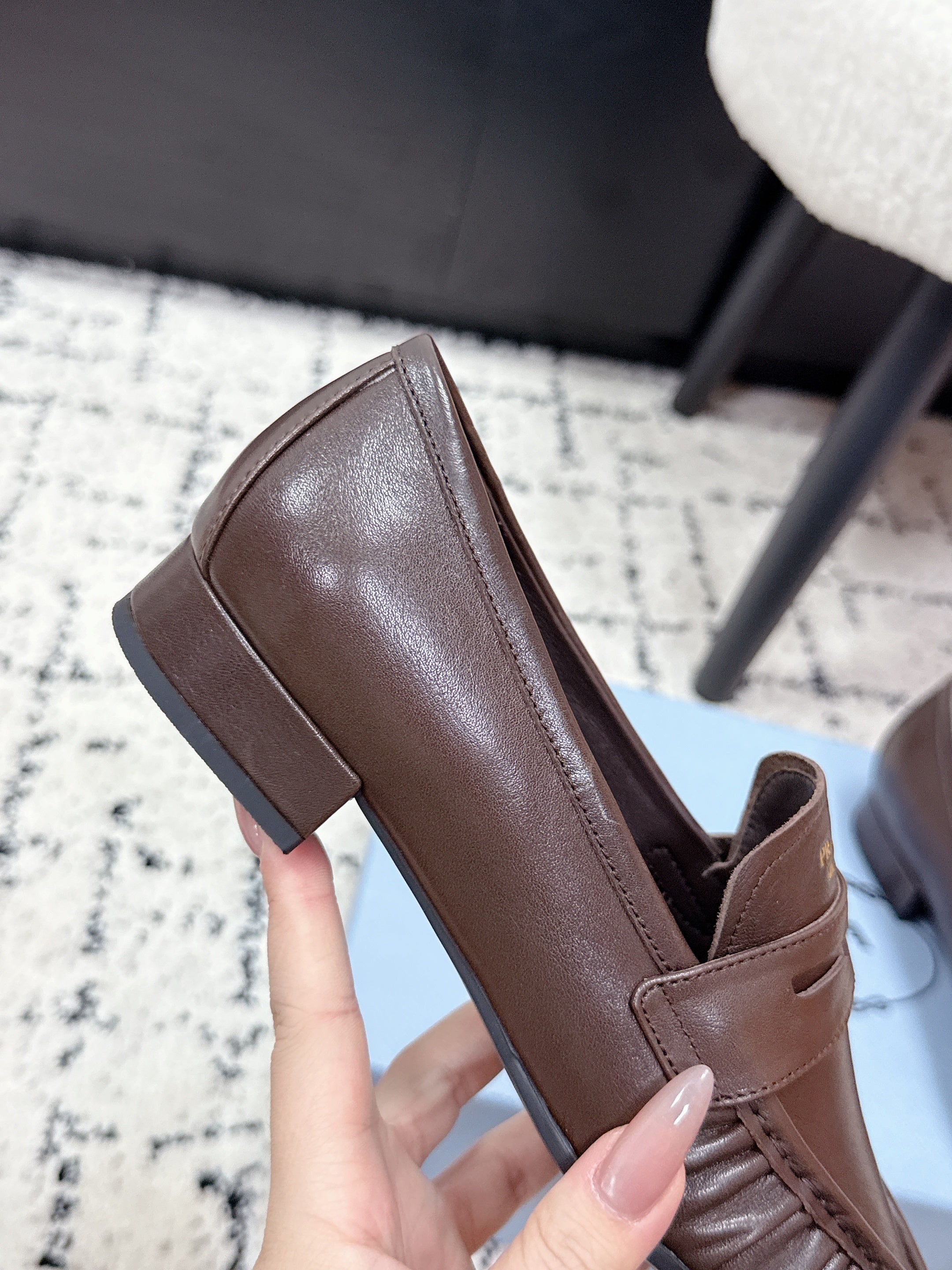 PRADA 26S LOAFERS 25MM IN DARK BROWN CALFSKIN