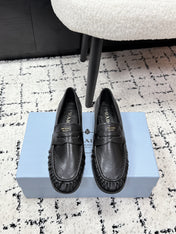 PRADA 26S LOAFERS 25MM IN BLACK CALFSKIN