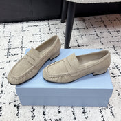 PRADA 26S LOAFERS 25MM IN BEIGE SUEDE