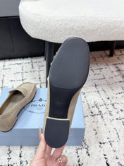 PRADA 26S LOAFERS 25MM IN BEIGE SUEDE
