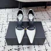 ALAIA 26S POINTED-TOE HEELS 90 MM IN WHITE PATENT CALFSKIN