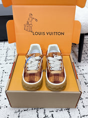 LV 26S TILTED SNEAKERS 40MM IN COGNAC BROWN FABRIC