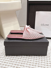CHANEL 26S POINTED-TOE MULES IN LIGHT PINK MESH