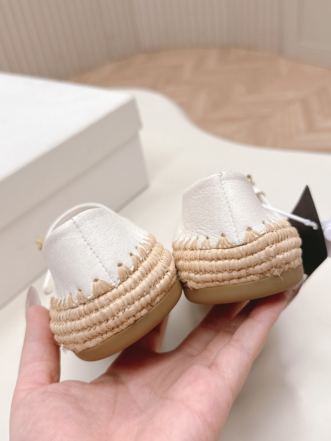 PRADA 26S MARY JANE ESPADRILLES SHOES IN WHITE CALFSKIN WITH LOGO
