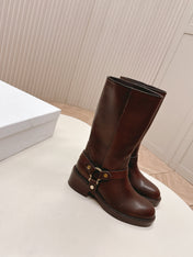 CHLOÉ 26S BOOTS 45 MM IN DARK BROWN CALFSKIN