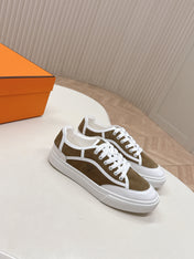 HM 25S SNEAKER LOW SPORTS IN BROWN SUEDE MIX WHITE LAMBSKIN
