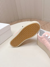 PRADA 26S PLATFORM SNEAKERS 50MM IN BLUSH PINK NYLON AND SUEDE