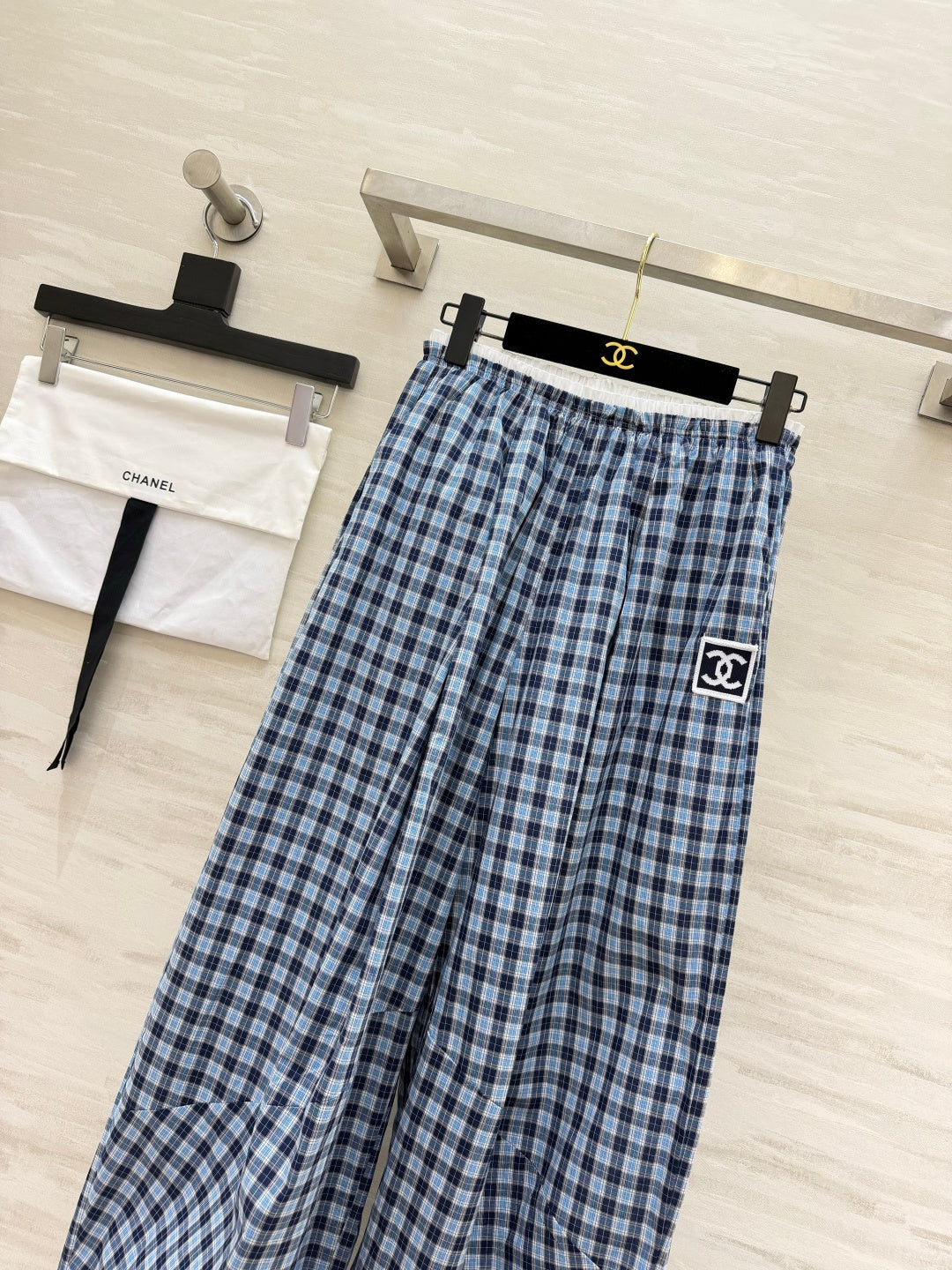 CHANEL 26S PLAID WIDE-LEG PANTS 1444