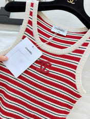 CHANEL 26S STRIPED SLEEVELESS KNIT TOP 1439