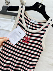 CHANEL 26S STRIPED SLEEVELESS KNIT TOP 1438