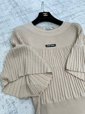 MIUMIU 26S PLEATED SHORT-SLEEVED SWEATER STYLE 1109