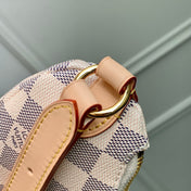 KEEPIT BUMBAG 29 IN WHITE GREY CHECKERBOARD PATTERN DAMIER AZUR COATED CANVAS