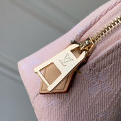 COSMETIC POUCH 19 IN PINK MONOGRAM DENIM GOLD HARDWARE