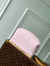 COSMETIC POUCH 27 IN PINK MONOGRAM DENIM GOLD HARDWARE