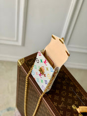 PHONE POUCH 17.5 IN WHITE MULTICOLORED MONOGRAM COATED CANVAS