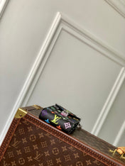 PHONE POUCH 17.5 IN BLACK MULTICOLORED MONOGRAM COATED CANVAS