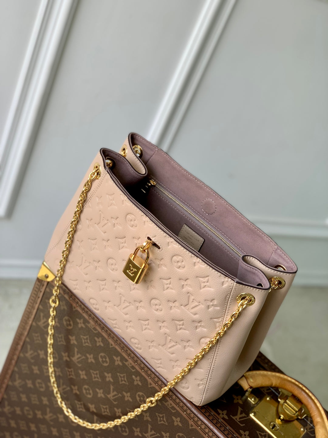 ANYTIME PM 34 IN NUDE PINK MONOGRAM EMPREINTE CALFSKIN
