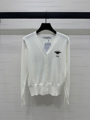 DIOR LONG-SLEEVE KNIT SWEATER WITH EMBROIDERED LOGO