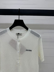 MIU 25S SHORT SLEEVE ROUND NECK CARDIGAN 264268