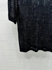CELINE SHORT-SLEEVE CROCHET TOP BLACK 274808