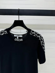 DIOR SHORT-SLEEVE JACQUARD KNIT TOP 274855