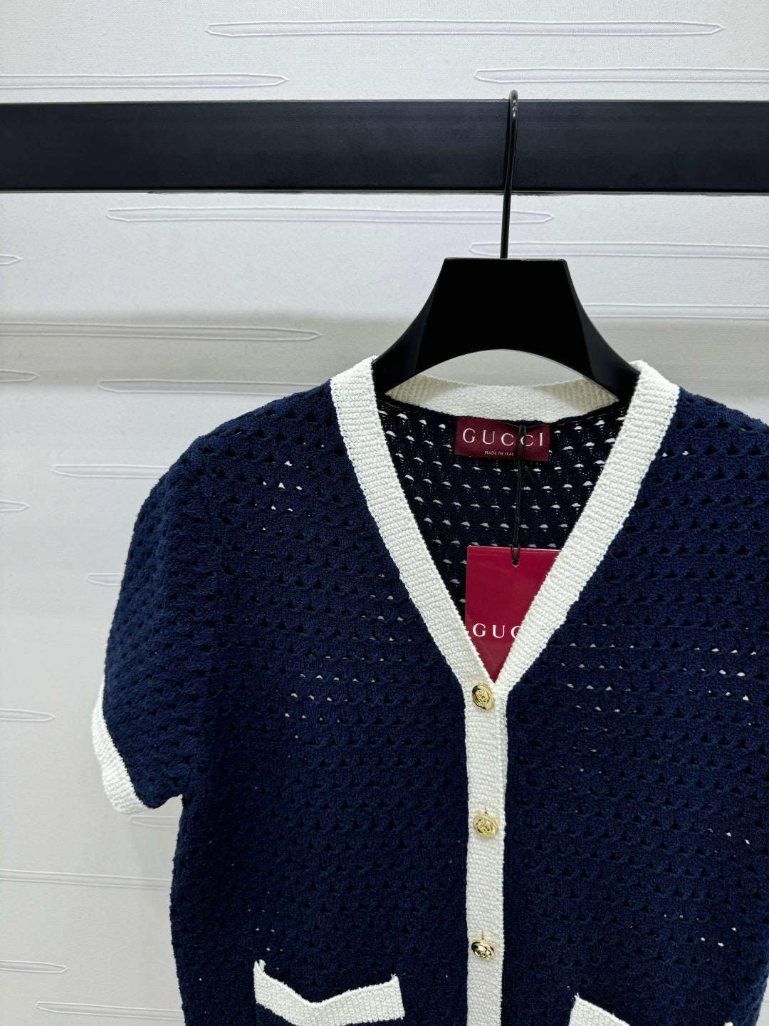 GUCCI SHORT-SLEEVE KNIT CARDIGAN 273214