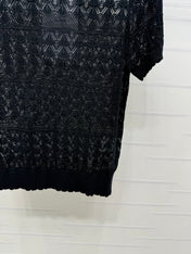 CHANEL 25S HOLLOW KNIT SHORT SLEEVE TOP 264151