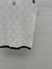 CHANEL 25S DIAMOND HOLLOW KNIT VEST 264033
