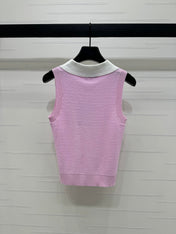 CHANEL 25S DOUBLE C LOGO KNIT COLLAR VEST 264071