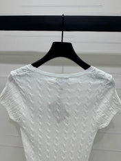 MIUMIU U-NECK KNITTED SHORT-SLEEVE TOP WHITE 274946