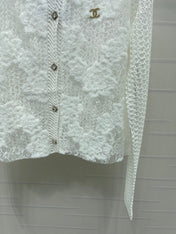CHANEL 26S FLORAL OPENWORK KNIT CARDIGAN 1348