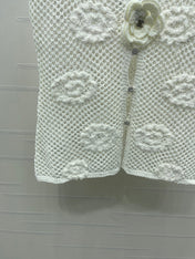 CHANEL 26S FLORAL CROCHET KNIT VEST 1347
