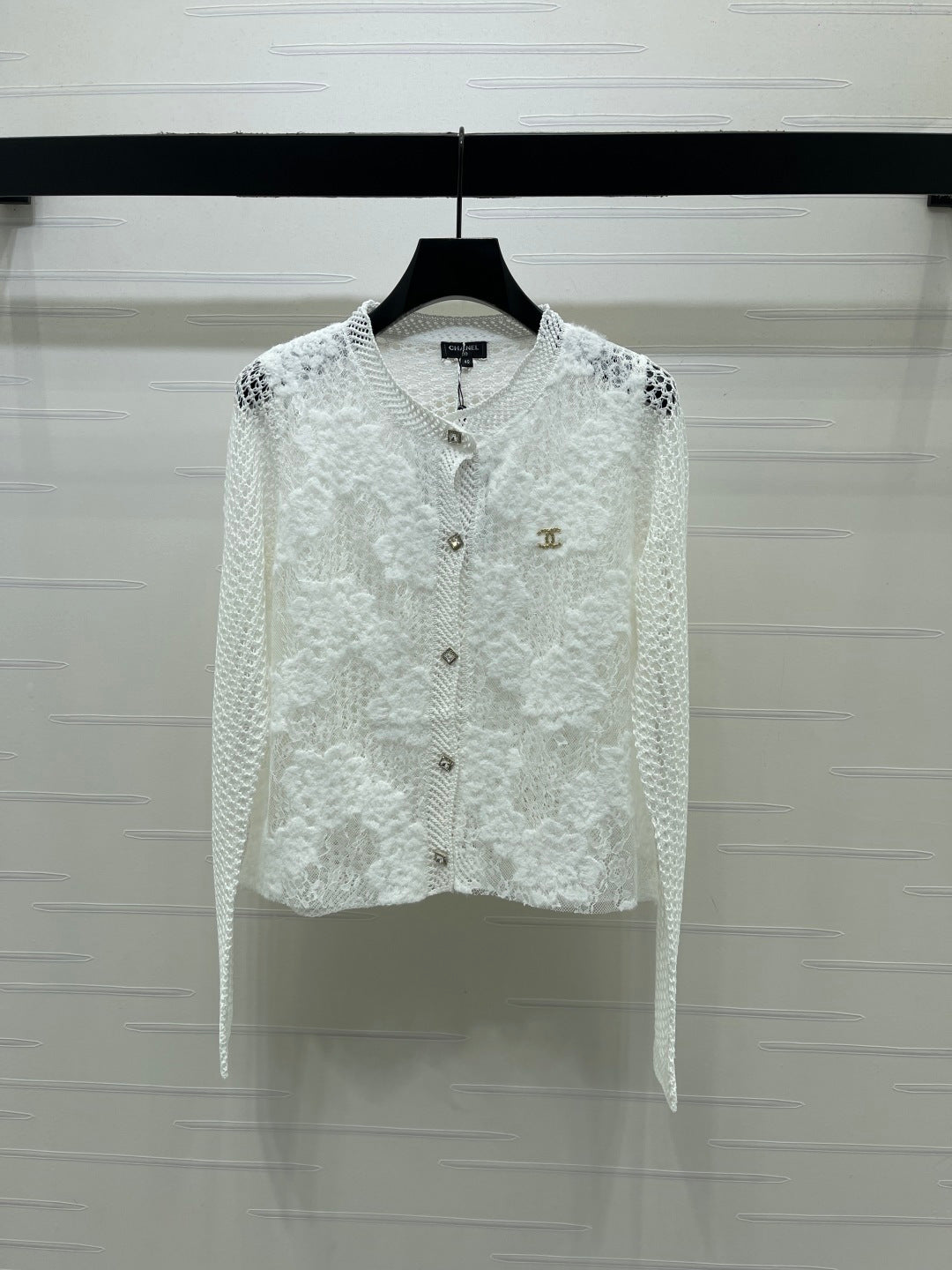 CHANEL 26S FLORAL OPENWORK KNIT CARDIGAN 1348