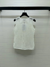 CHANEL 26S FLORAL CROCHET KNIT VEST 1347