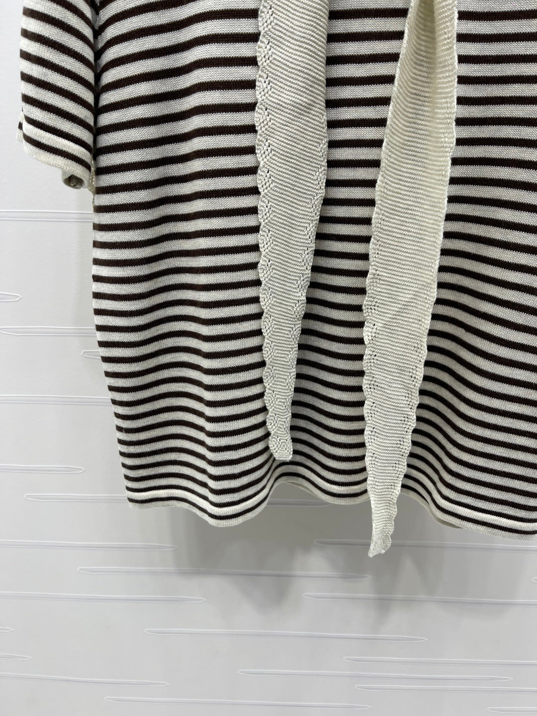 CHANEL 26S STRIPED KNIT TOP WITH SHOULDER TIE 1326
