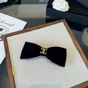 CHANEL 26S BOW HAIR CLIP IN BLACK VELVET 503135