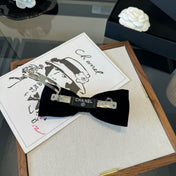 CHANEL 26S BOW HAIR CLIP IN BLACK VELVET 503135