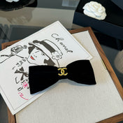 CHANEL 26S BOW HAIR CLIP IN BLACK VELVET 503135