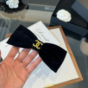 CHANEL 26S BOW HAIR CLIP IN BLACK VELVET 503135